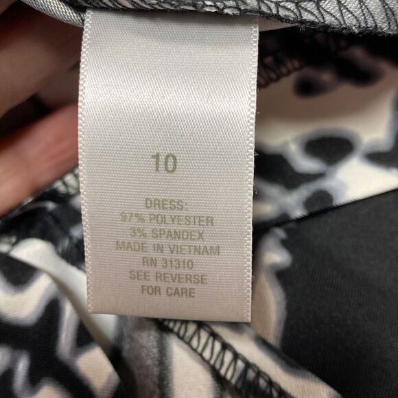 Dress Barn Black & Off White Sleeveless Dress Size 10 - Picture 6 of 7